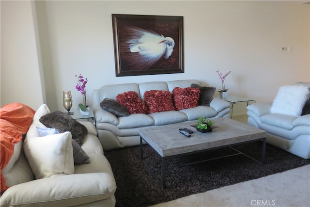 living room with carpet floors