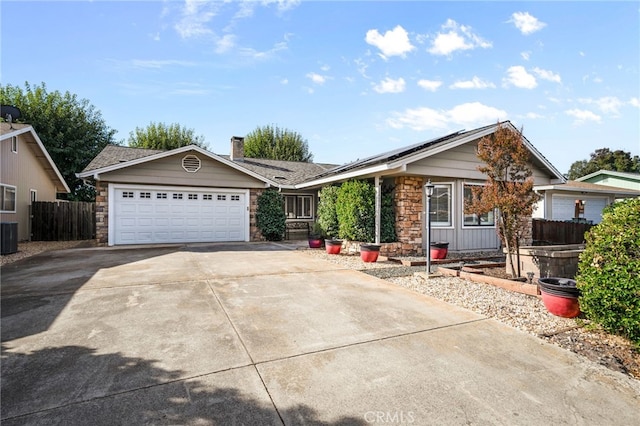 single story home with a garage