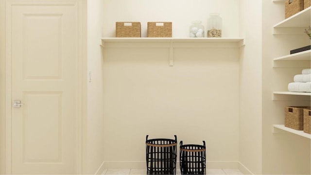 interior space featuring light tile patterned flooring