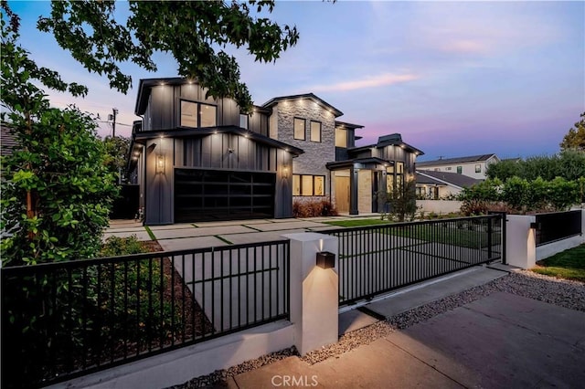 contemporary home with a garage