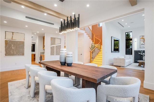 dining room with light hardwood / wood-style floors