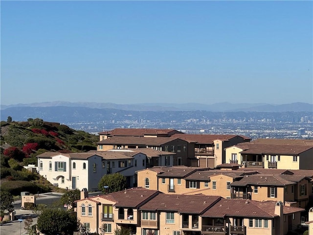 aerial view with a mountain view