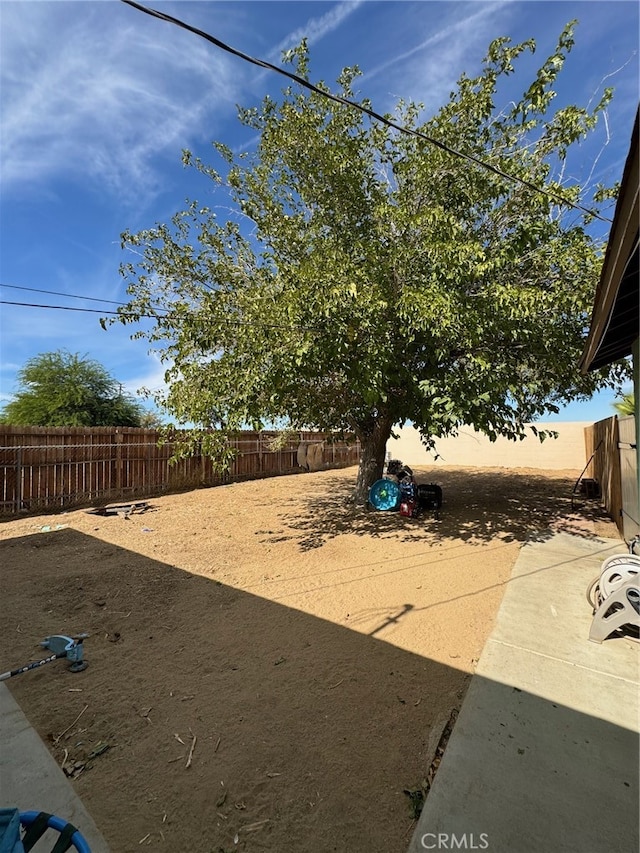 yard at dusk featuring a patio