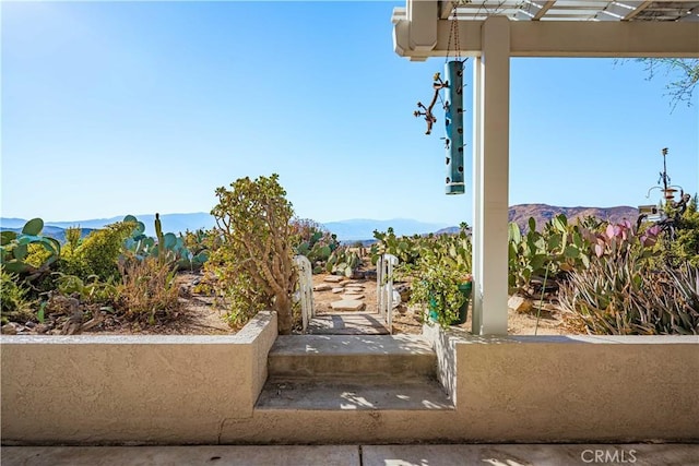 view of yard featuring a mountain view