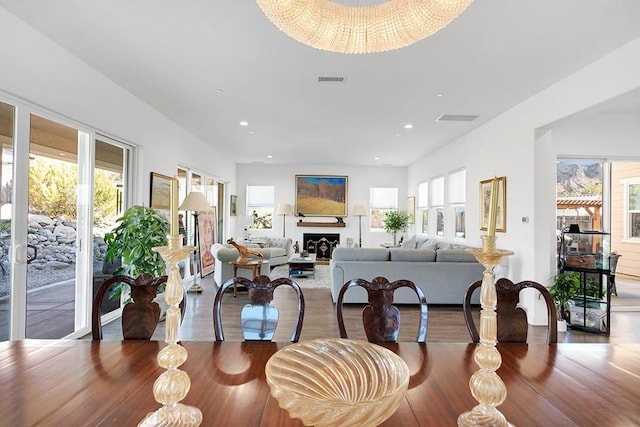 dining room with dark wood-type flooring