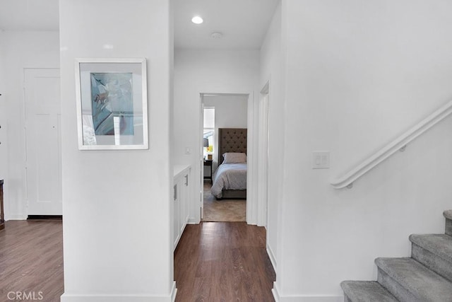 hall featuring dark hardwood / wood-style floors