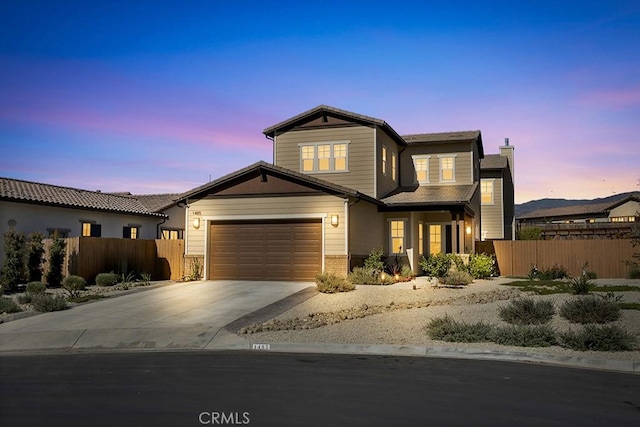 view of front of house with a garage