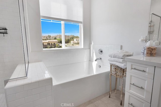 bathroom featuring plus walk in shower