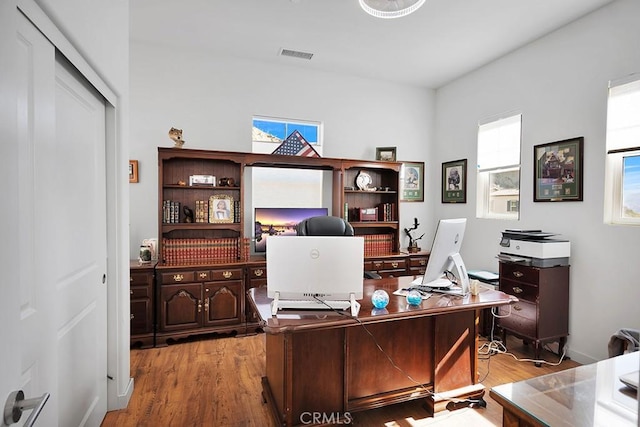 office area featuring light wood-type flooring