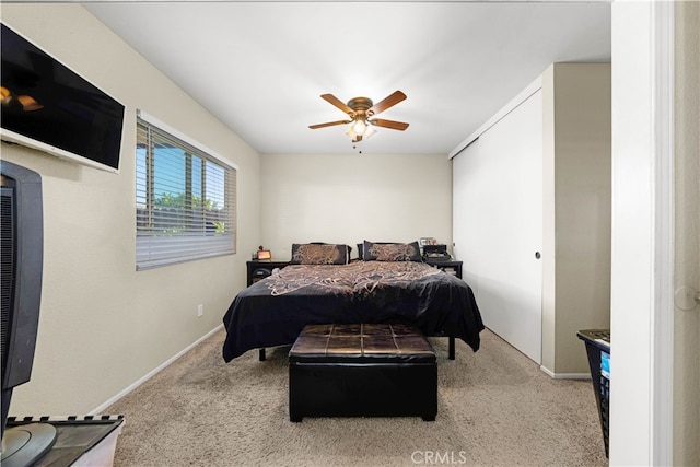 bedroom with carpet and ceiling fan