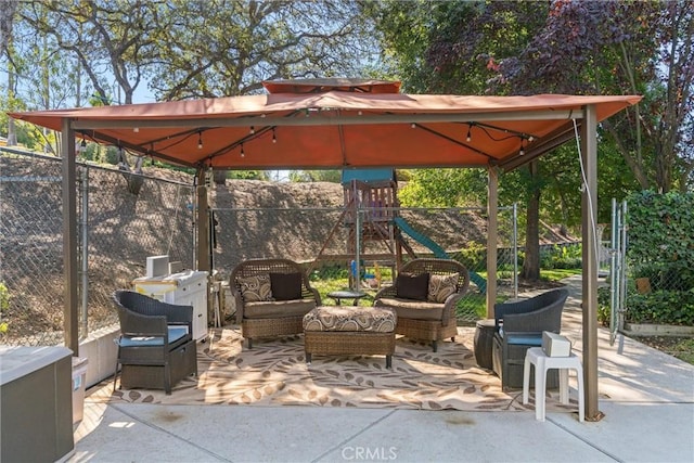 view of patio with an outdoor living space