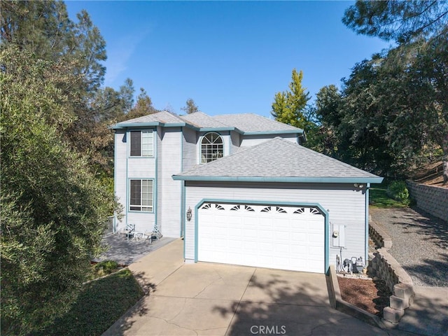 view of front property with a garage