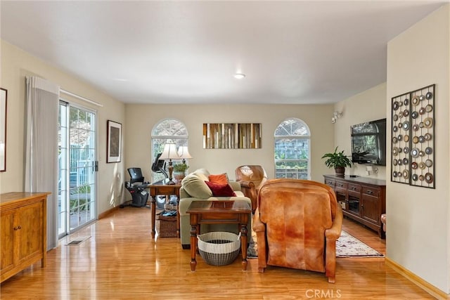 living room featuring light hardwood / wood-style flooring