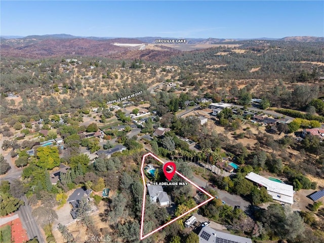 bird's eye view with a mountain view