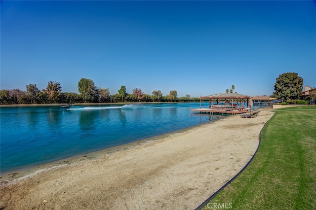 property view of water featuring a gazebo