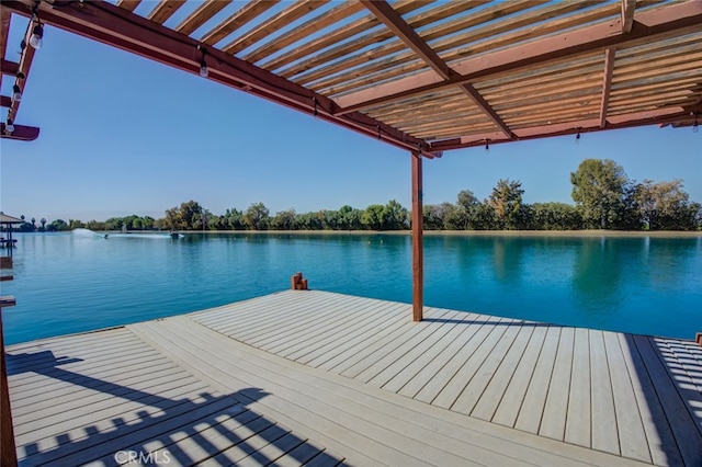 view of dock featuring a water view