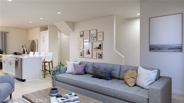 living room with light hardwood / wood-style floors