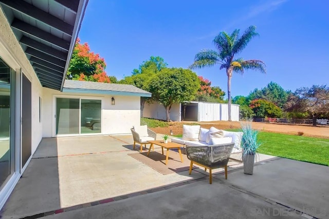 view of patio featuring outdoor lounge area