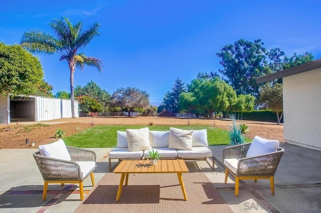 view of patio featuring an outdoor living space