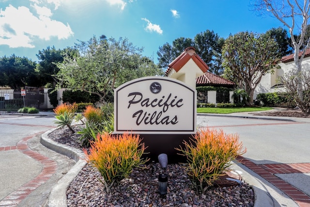 view of community sign