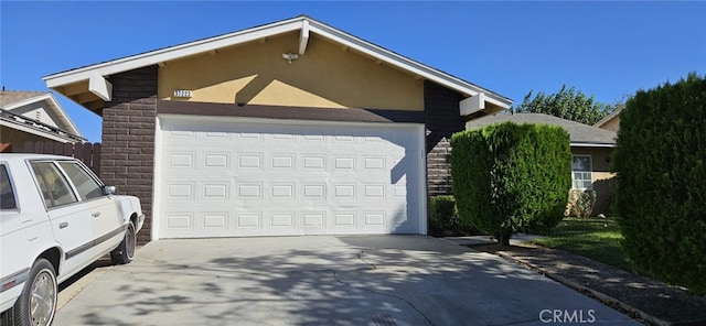 exterior space with a garage