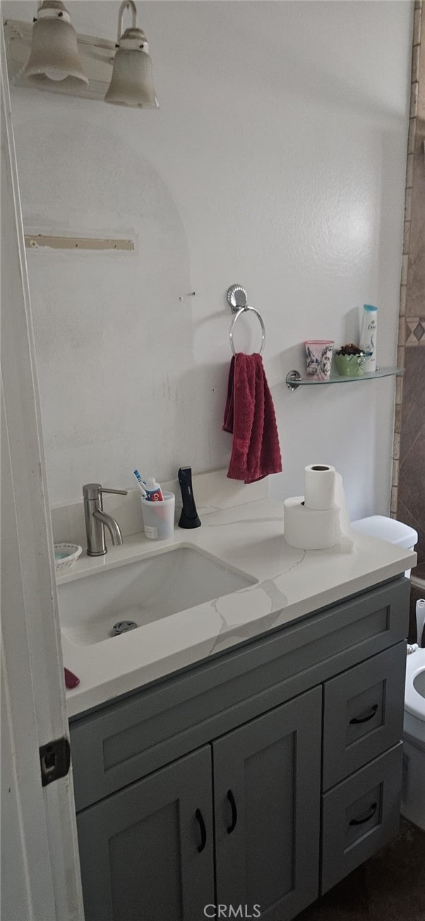 bathroom with vanity and toilet