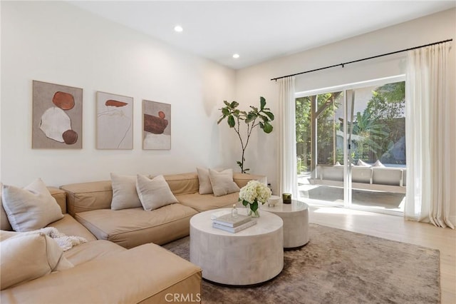 living room featuring hardwood / wood-style flooring