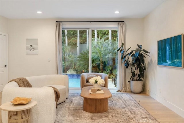 living area with light wood-type flooring