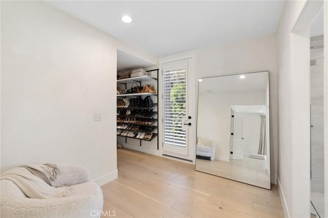 interior space with light hardwood / wood-style flooring