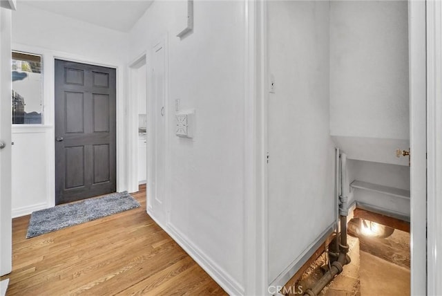 interior space with light hardwood / wood-style floors