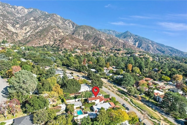 drone / aerial view with a mountain view