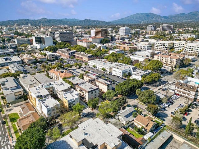 drone / aerial view featuring a mountain view