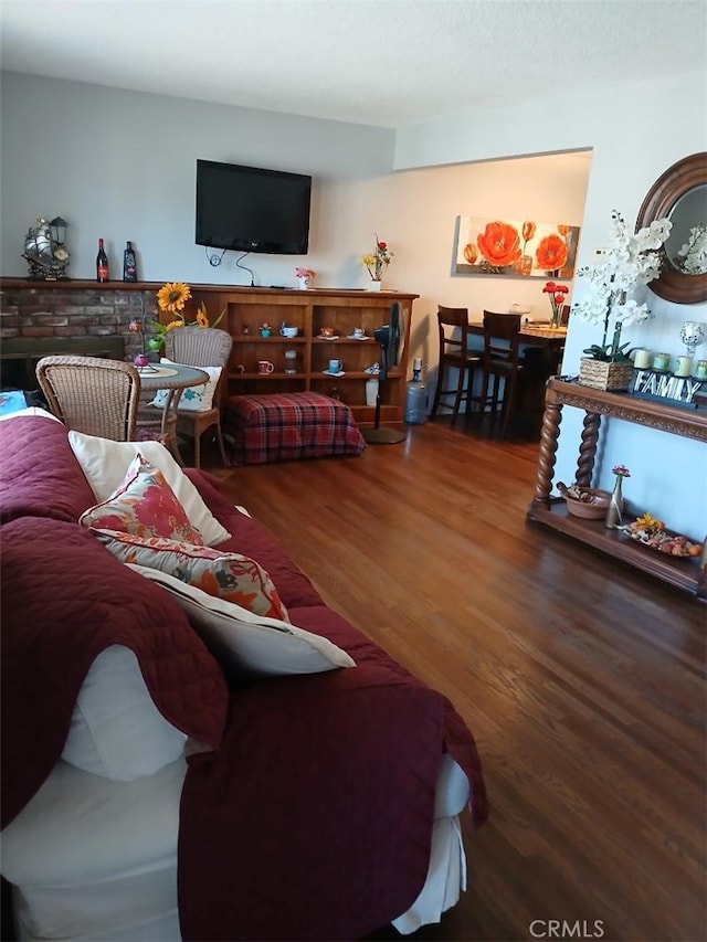 living room with hardwood / wood-style floors