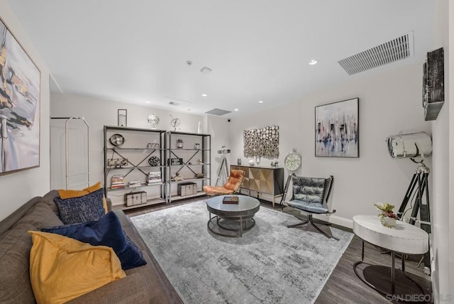 living room with hardwood / wood-style flooring