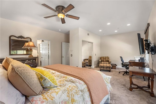7 Corte Abertura, San Clemente, CA 92673 - carpeted bedroom featuring an office area, recessed lighting, and ceiling fan