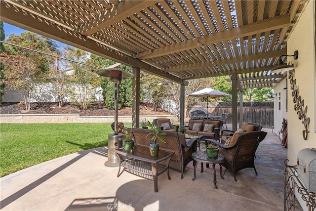 7 Corte Abertura, San Clemente, CA 92673 - fenced backyard with outdoor lounge area, a pergola, and a patio area
