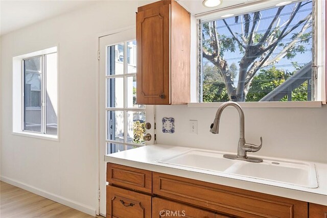 kitchen featuring sink and light hardwood / wood-style floors