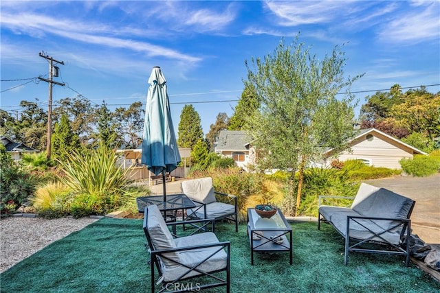 view of patio featuring an outdoor living space