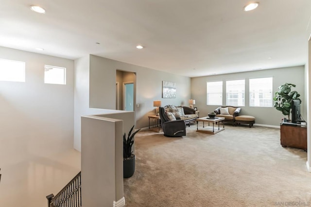 living room featuring carpet flooring