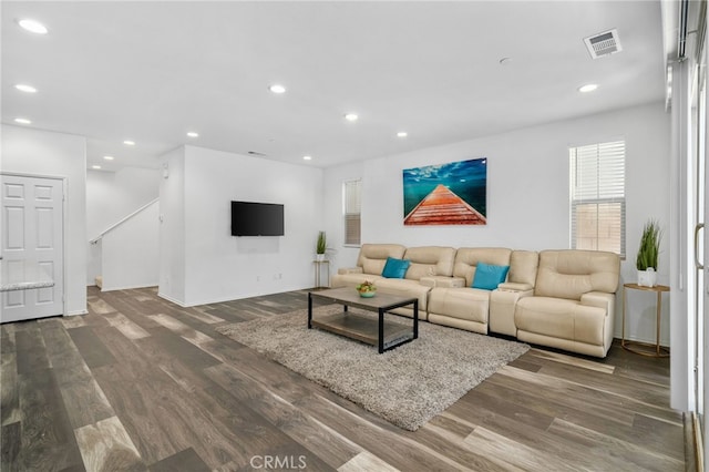 living room featuring hardwood / wood-style flooring