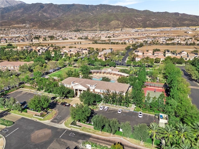 drone / aerial view with a mountain view