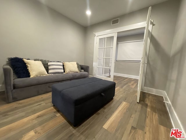 living room with hardwood / wood-style flooring