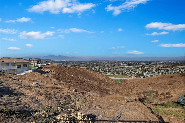 drone / aerial view featuring a mountain view