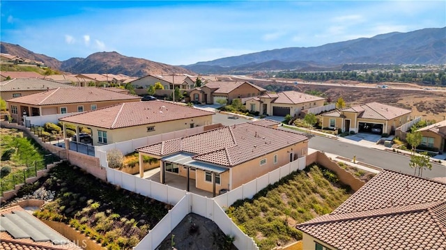 aerial view with a mountain view