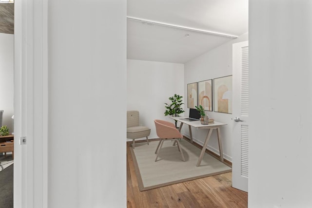 office space featuring hardwood / wood-style flooring