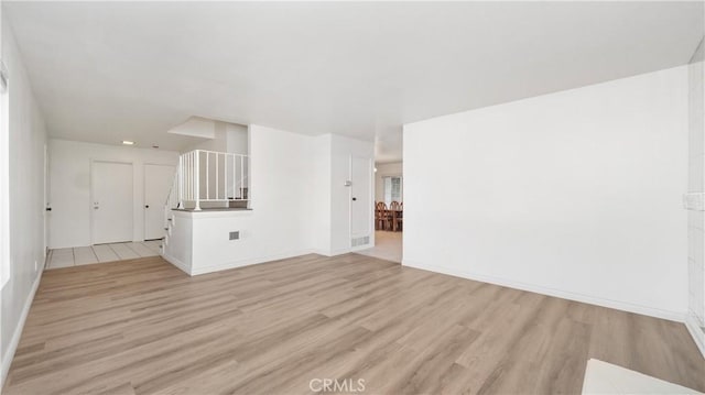 unfurnished living room with light hardwood / wood-style flooring