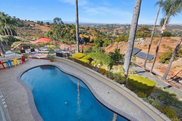 view of swimming pool with a patio