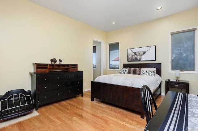 bedroom featuring light wood-type flooring