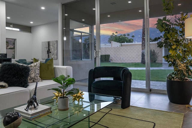 view of tiled living room