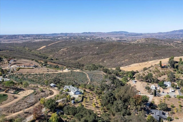 bird's eye view with a mountain view